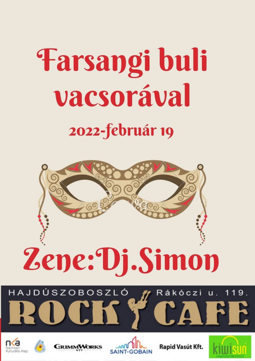 Farsangi Buli Vacsorával ! Zene Dj.simon